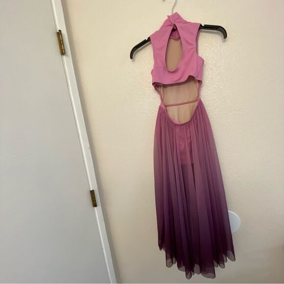 Weissman Elite dance costume maxi ombre purple pink dress Only Love D13873 IC - Picture 5 of 12